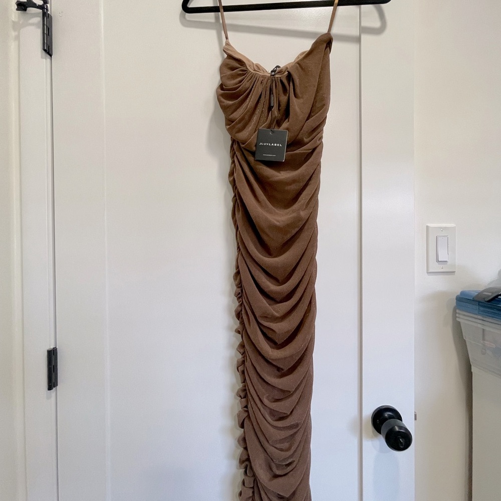 J Lux Brown/Silver Celestia Midi Dress - S